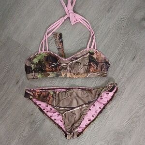 RG Realtree Girl Camo and Pink Bikini Set Sz S NWOT
